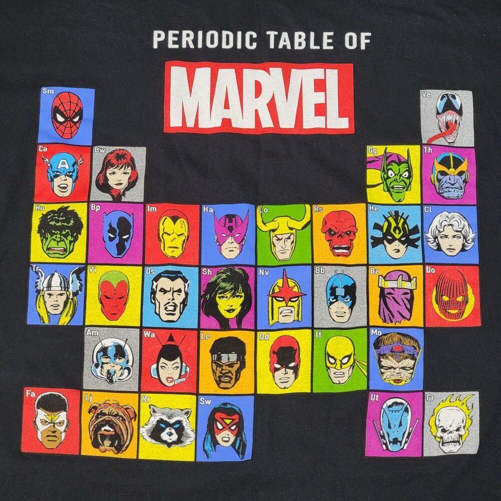 Marvel Graphic SS Tee Periodic Table of Marvel Black - Size XL